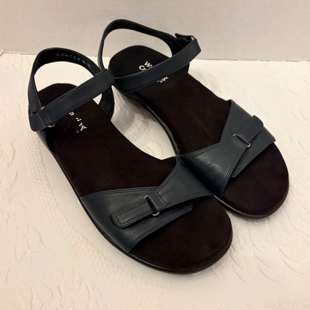 Walking Cradles Womens Navy Leather Comfort Sandals Size 9.5 N Narrow Summer